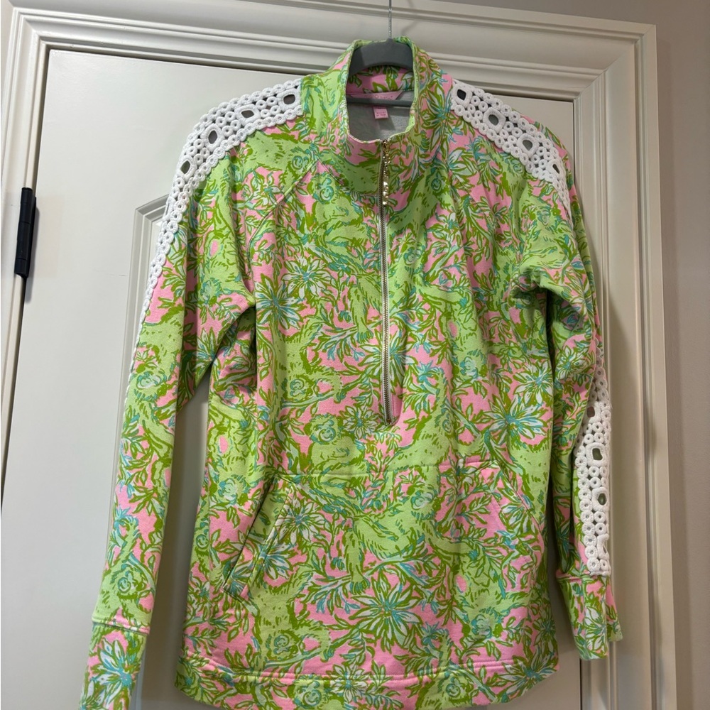 Lilly Pulitzer Pink and Green Half Zip